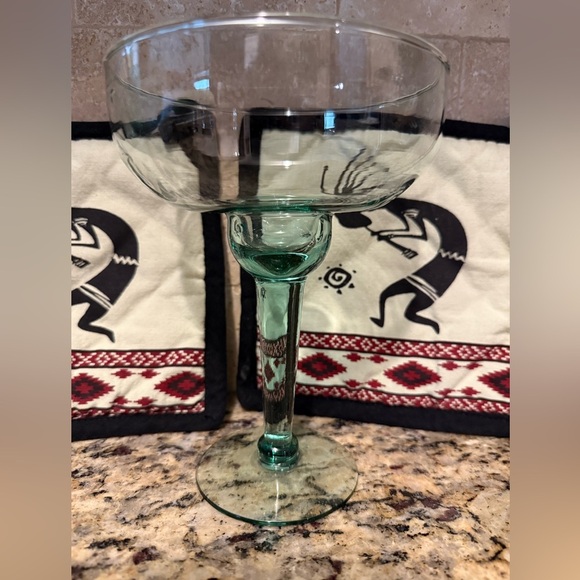 Native American & Southwest Together! 2 Potholders & Hand Blown Margarita Glass - Picture 2 of 7